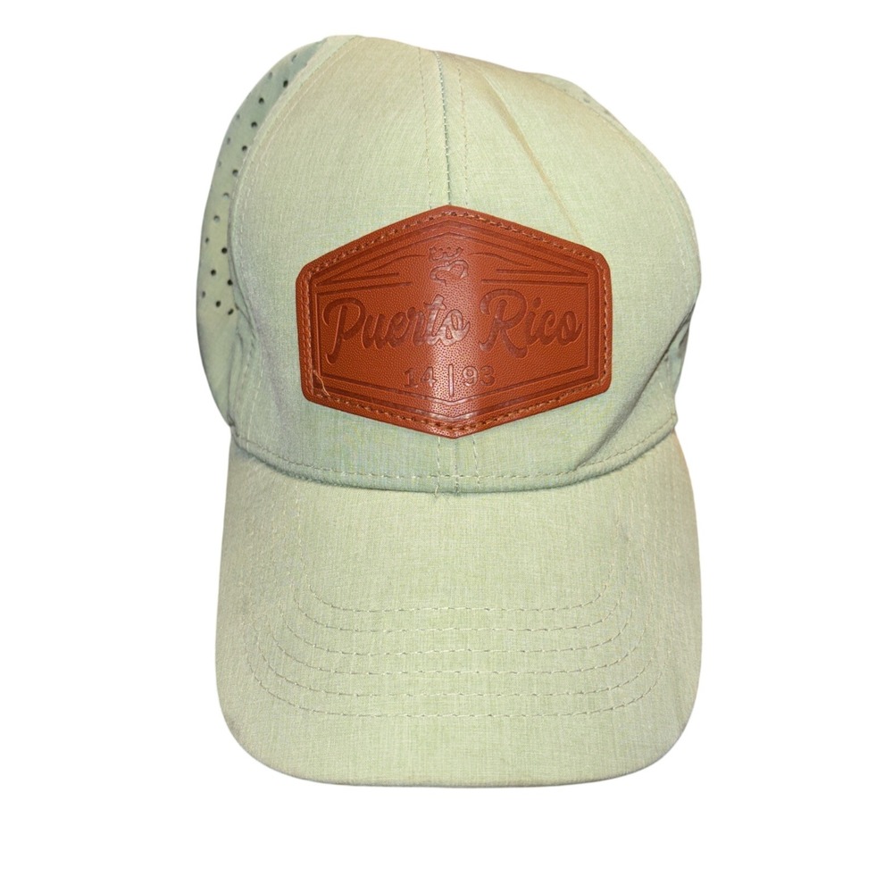 Fashion Code Puerto Rico Hat Sage Green Laser Cut Vent Adjustable Baseball‎ Cap